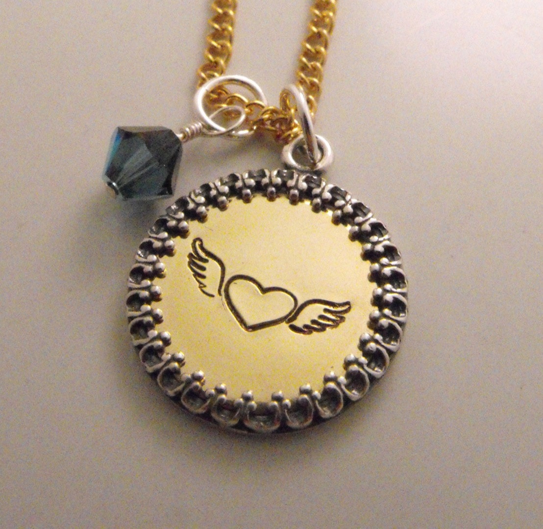 Hand Stamped Mixed Metal Heart Necklace