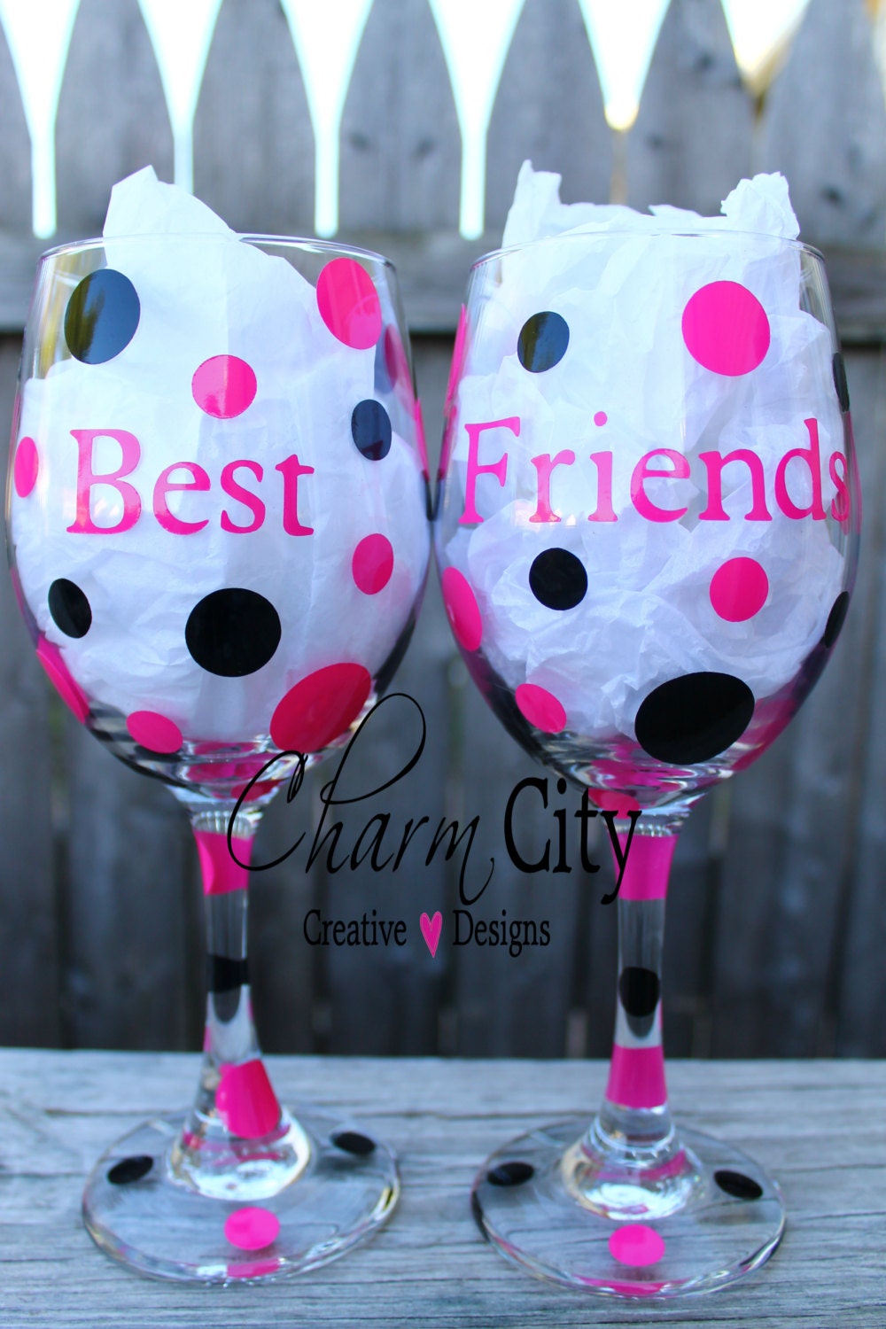 Best Friends Wine Glasses 20 oz Set of 2 Holiday Birthday Friends Wedding Bridal Bachelorette Party