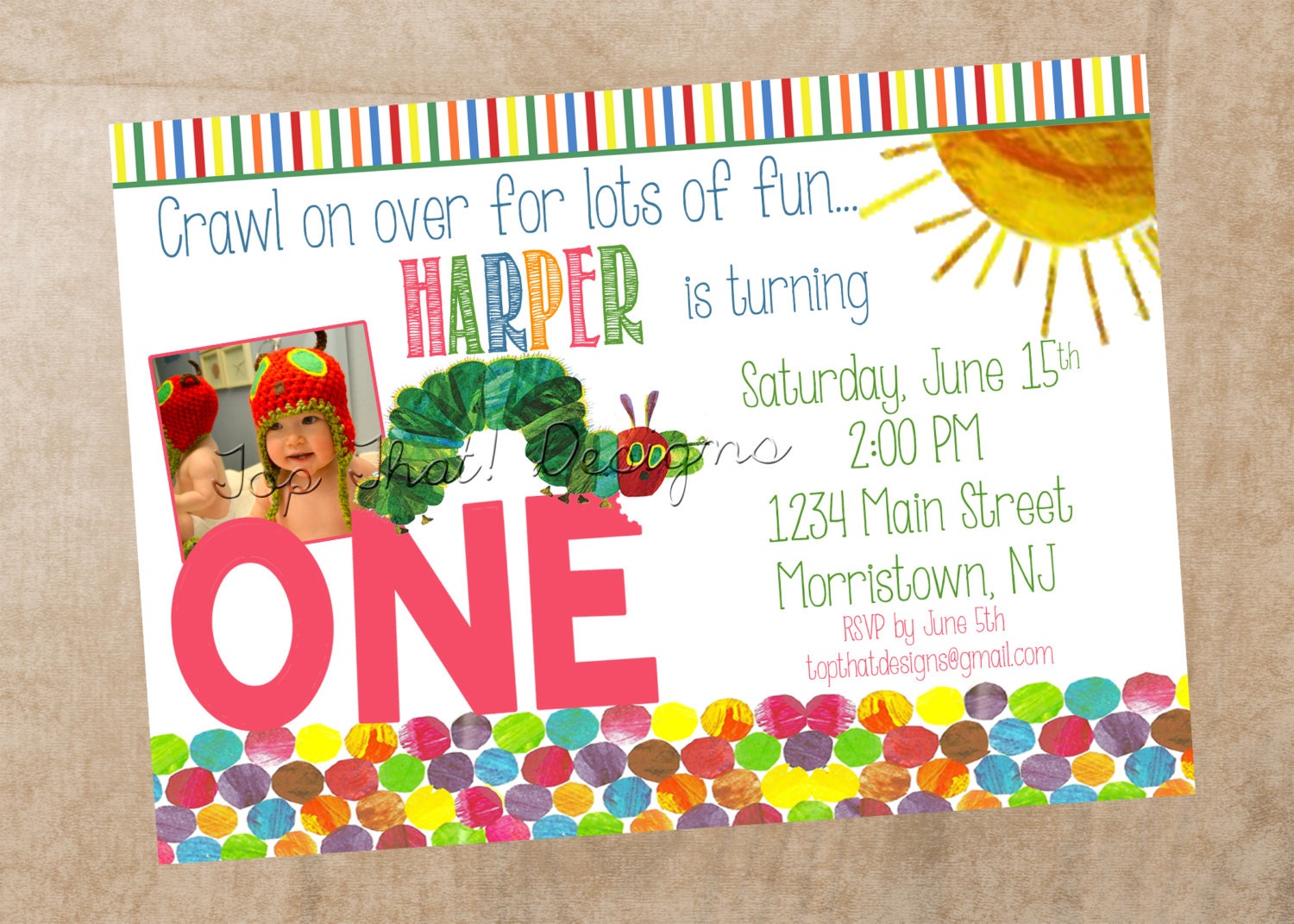The Very Hungry Caterpillar Printable Invitation