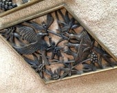 GORGEOUS set of 3 bird wall plaques -  3D Burwood products -gold/black -diamond shaped -nature theme