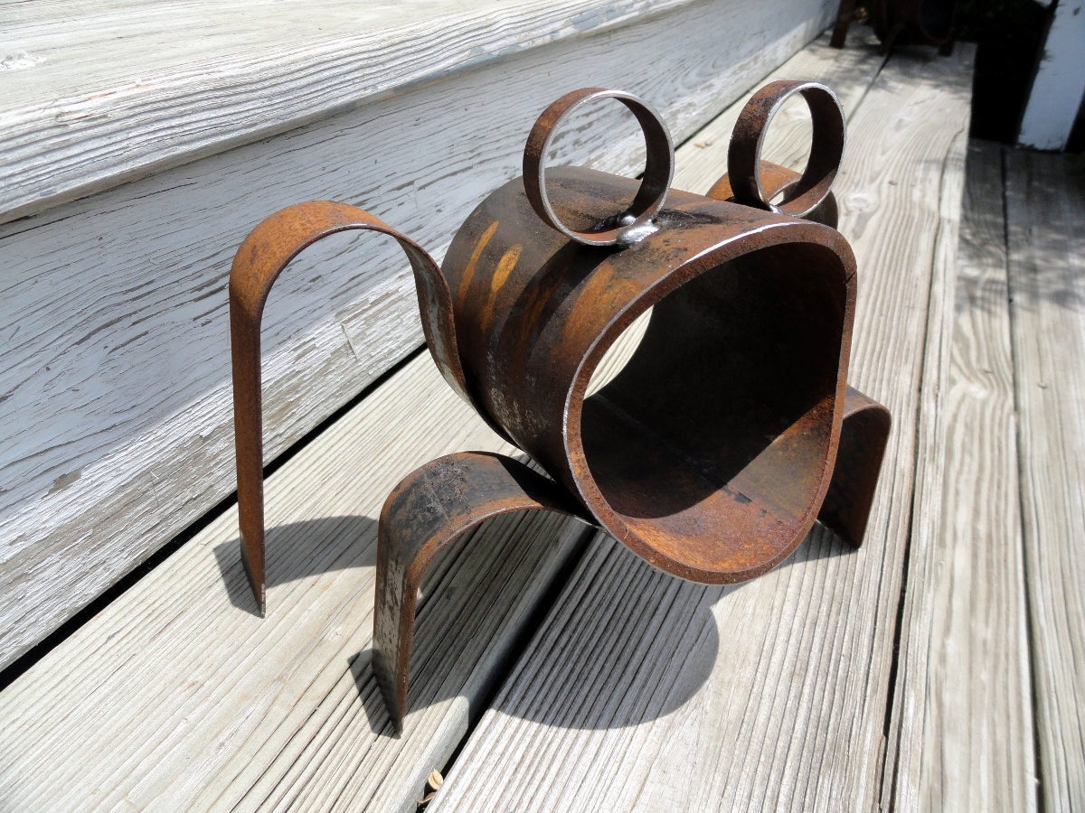 Metal Art Sculpture - Big Mouth Frog 8.0 - Metal Frog Sculpture