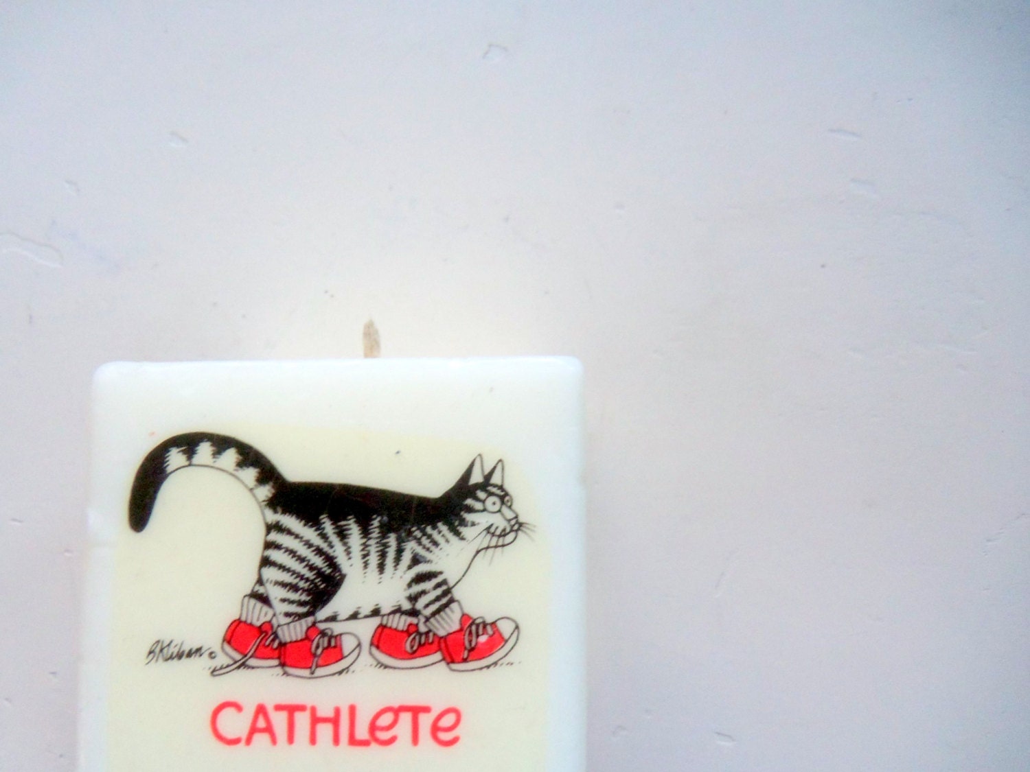 Vintage Kliban Cat With Red Sneakers Candle 1980s