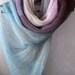 Linen Scarf Shawl Wrap Stole Blue Azure Gray Violet Multicolored, Light, Transparent