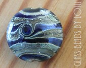Handmade lampwork focal bead 'Abstract silver blue' - SRA