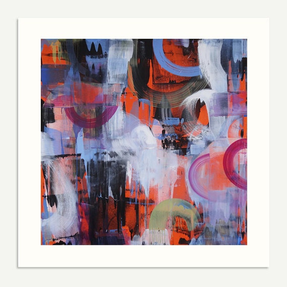 Subway aubergines - Fine Art Giclée Print from an original oil abstract expressionist painting