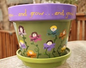Hand painted people pot