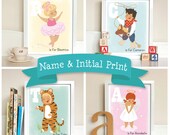 Childrens Wall Art. Personalized Name Print for Boys and Girls. Initial print. Childrens Nursery Wall Art Gift. 8x10