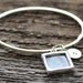 Personalized Silver Picture Bangle - Hand Stamped Initial Charm Included