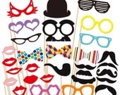 Photo Booth Props - 30 piece Photo Props Party set - Wedding Photobooth Props