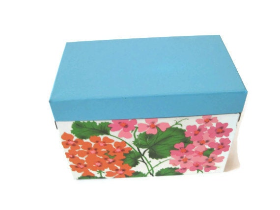 Vintage Recipe Box, Metal Recipe Box, Spring Recipe Box