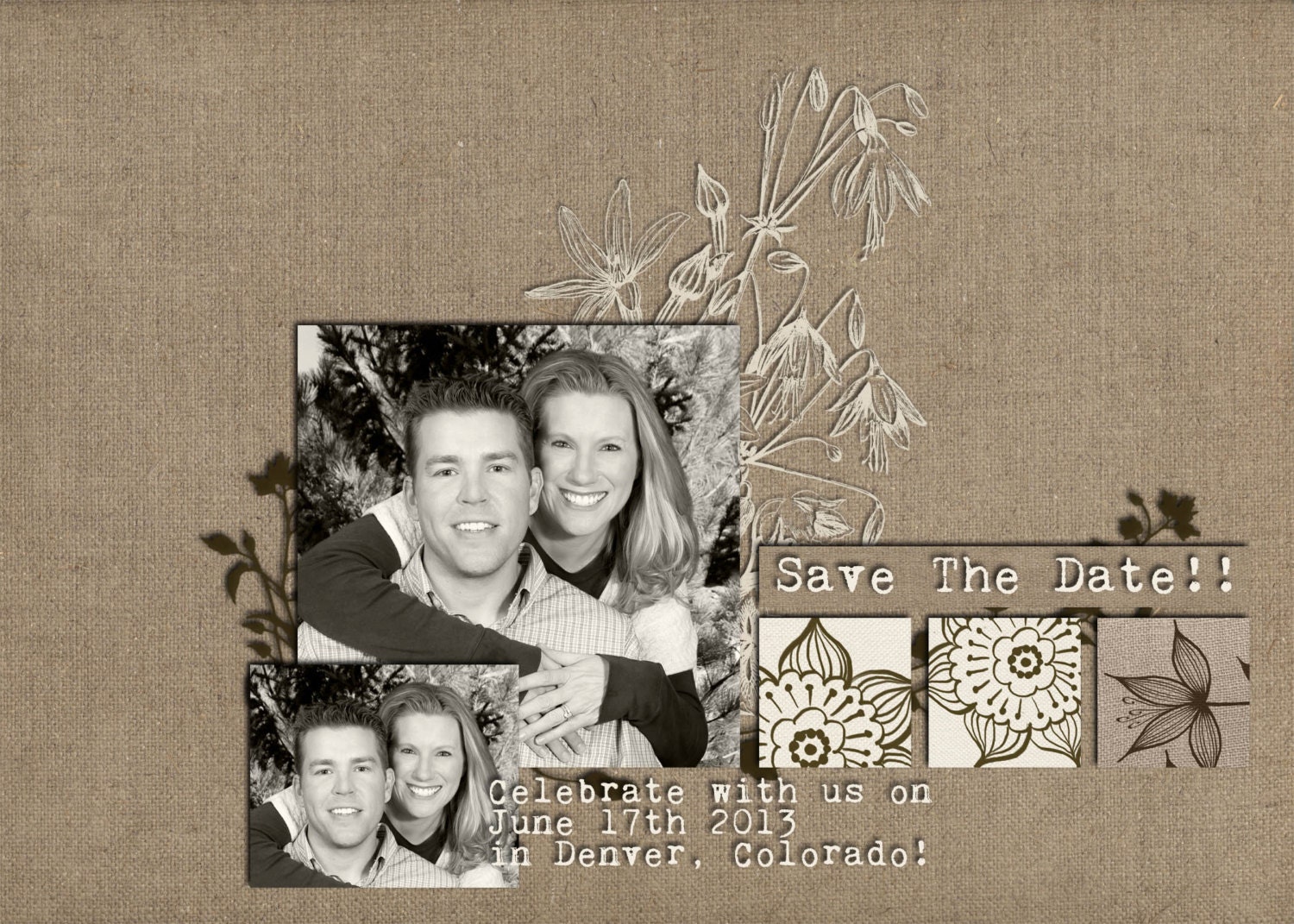 Custom Digital Photo Card - Save the Date - Natural Linen