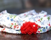 Infinity Scarf in Red / Navy floral - Baby Scarf - Child Scarf - Floral Cowl - Toddler Circle Scarf