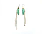Turquoise Tusk Earrings // Layered Gold Filled Chain Detail, Wire Wrapped, Howlite, Stone, Horn, Spike, Dagger, Tribal Spring Summer Fashion