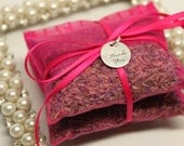 Pink Wedding Favors Pink Bridal Shower Favors Pink Baby Shower Favors French Lavender Sachets in Sheer Fuchsia Organza