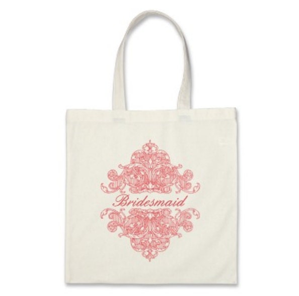 Wedding Tote Bag - Personalized Ornate Tote in Coral