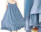 Summer Layered Cotton Dress in Blue