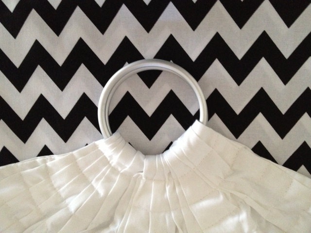 baby ring sling infant to toddler carrier wrap adjustable -white base CHEVRON black white   tail  includes open pocket   more in my store