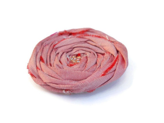 Pink Flower Brooch Womens  Rose Silk  Vintage Style Rosette Bag Coat Pin Jewellery Accessory