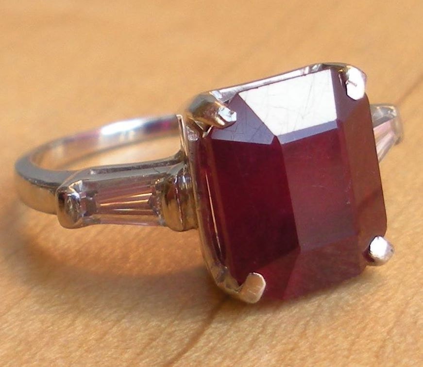 4.20cttw Ruby and Diamond Platinum Engagement Ring