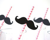 NEW - Chevron Photo Booth Props - Mustache Straw Photo Props - Set of 5 - Mustaches on PINK CHEVRON Paper Straws