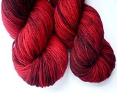 Hand Dyed Yarn - Superwash Merino Sock Weight in Red Velvet Colorway