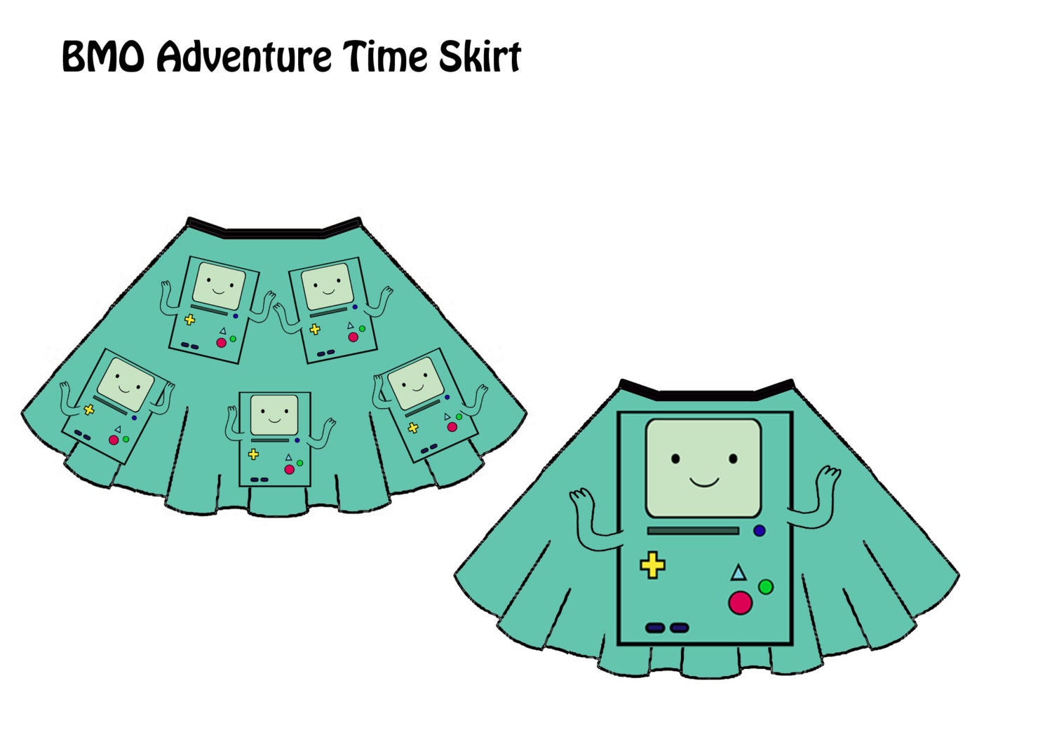 Adventure Time Bmo Mini skirt Made to order Size UK 8-12