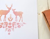 Autumnal Water Color "So Deer to Me" Limited Edition Digital Print featuring Stag and Doe