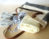 Organic Canvas Tote - Waxed Cotton Canvas - Side Pockets - Leather Straps - Medium