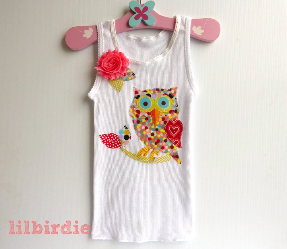 Spotty Owl Girls Tank Singlet Newborn Baby - Girls 6 sizes