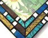 Mosaic Picture/Photo Frame: 5" x 7" Rainbow Stained Glass Brown Teal Blue/Green and Gold Mirror