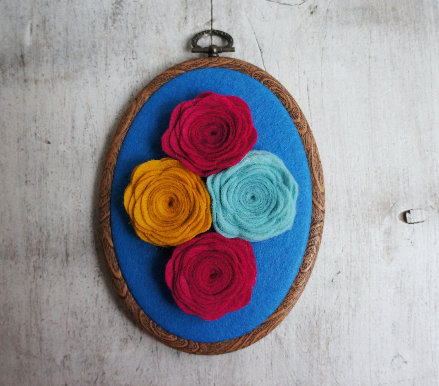 Handmade felt rose wall hanging, mothers day gift, birthday gift, home decor