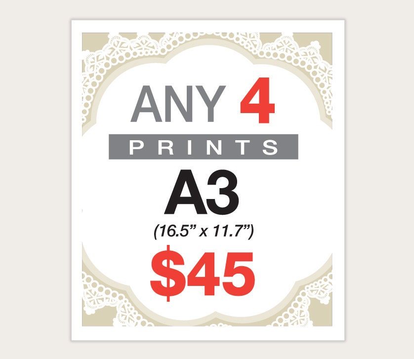 4 Posters for 45 Dollars -  A3 Size