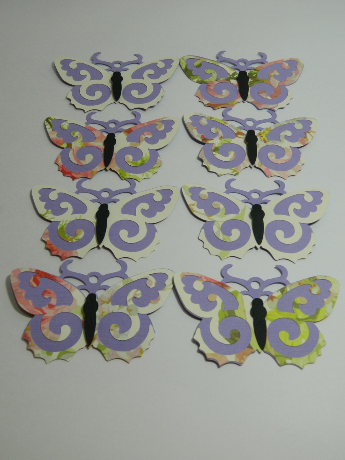 African Violet Springtime Die Cut Butterfly Gift Tags - Set of 8