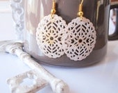 Wedding Earrings - White Patina Filigree Earrings - Shabby Chic