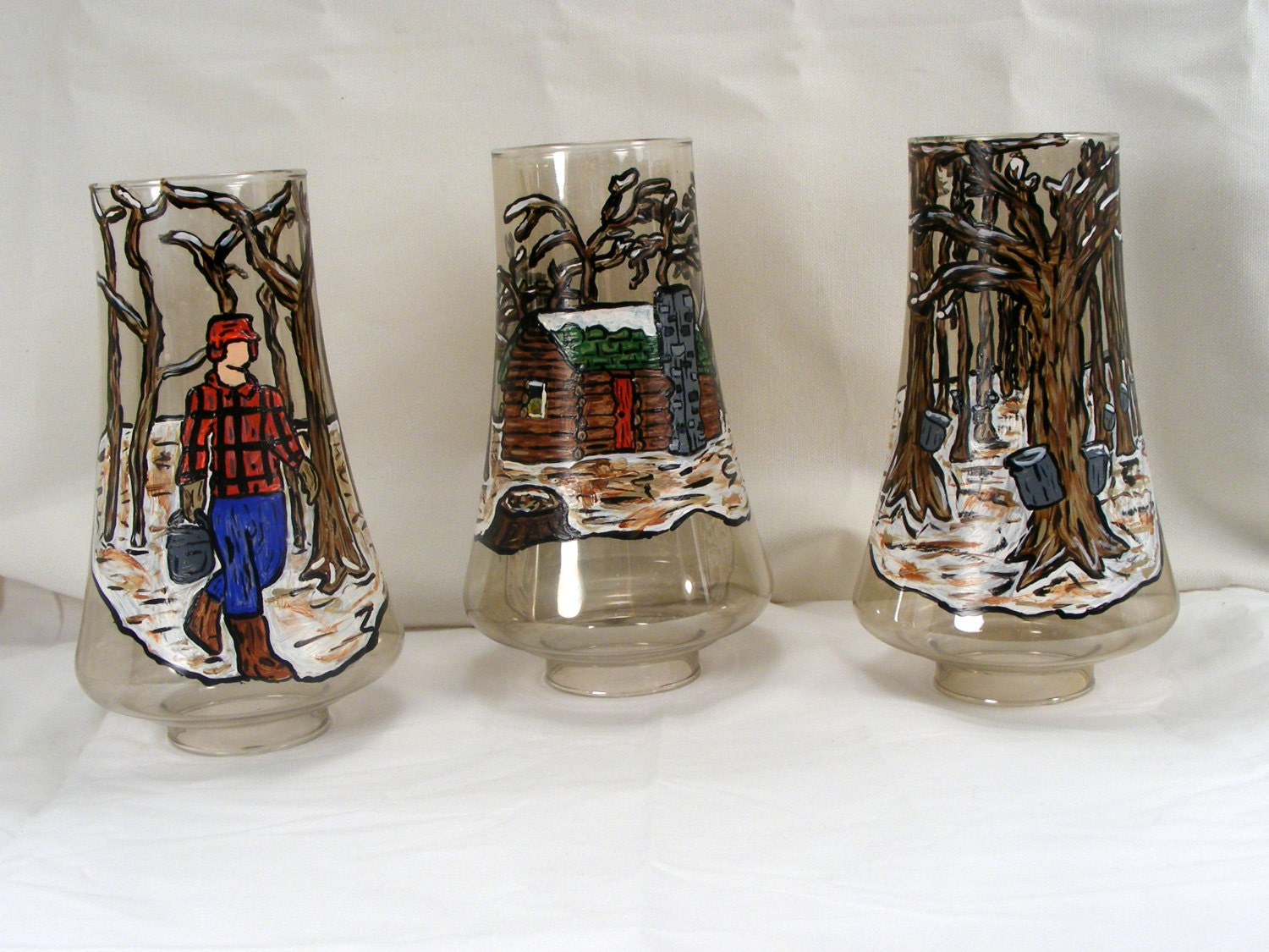 Candle Shades Set of Three Hand Painted Time to Make the Syrup
