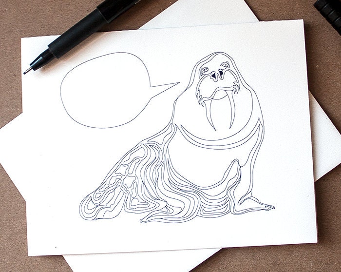 Blank Walrus Greeting Cards (Set of 8)