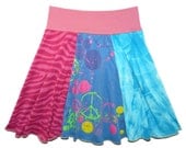 Peace Sign Upcycled Hippie Skirt girls size 8 9 10 upcycled clothing from TWINKLE