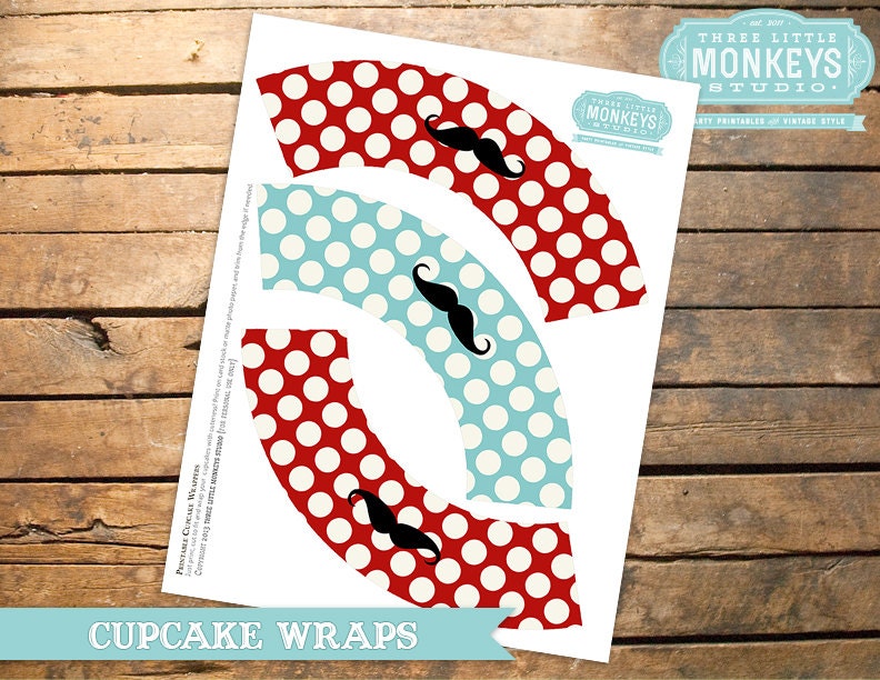 INSTANT DOWNLOAD Little Man Mustache Cupcake Wrappers Il_170x135