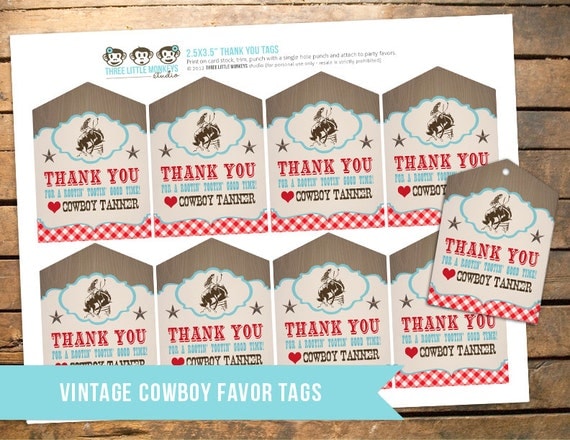 Personalized Vintage Cowboy Favor Tags Il_570xn