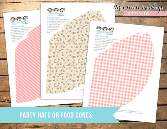 Vintage Farm Fresh Party Hats Food Cones INSTANT DOWNLOAD Il_570xn