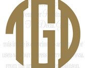 9" Bold Circle Monogram Vinyl Decal Sticker - ANY Color