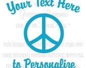 Personalized Peace Sign Vinyl Decal Sticker - ANY Color