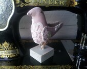 OOAK antique lace and linen bird.