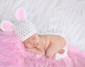 SALE Peas and Quiet Signature Sweet White Vintage Lace Easter Bunny Hat Leggie Set Photography Prop Newborn, 0-3, 3-6, 6-12 months