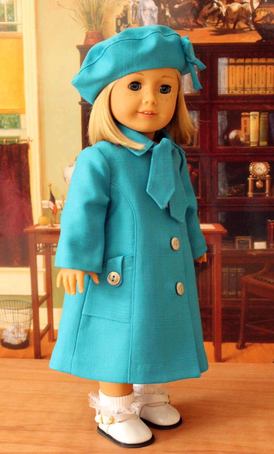NEW SALE PRICE Linen Coat and Hat for American Girl Doll