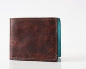 Handmade Thin Dark Brown Soft Leather Billfold Wallet