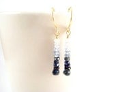 Ombre Sapphire Earrings, Shaded Blue Sapphire Earrings, Genuine Sapphires, 14k Gold Filled Dangling Stick Earrings, Dainty Gemstone Earrings