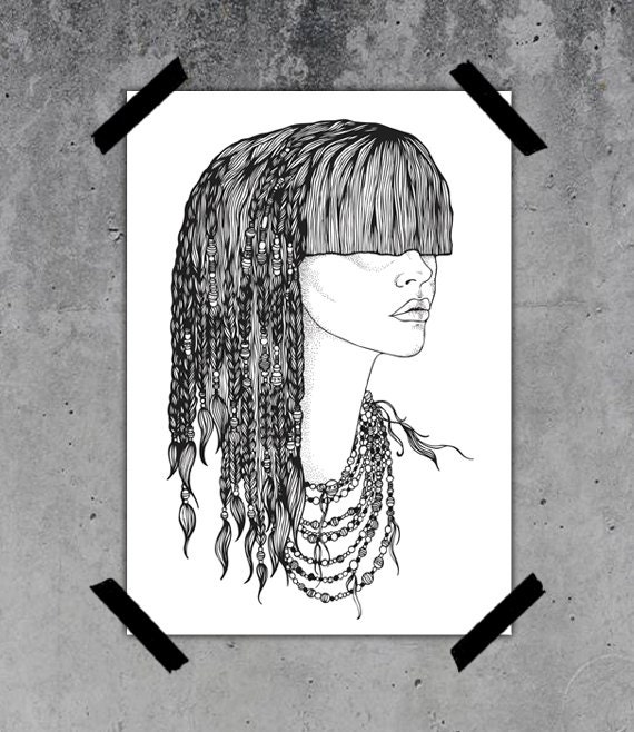 Beads - A4 Printed illustration, tribal, boheme, beads