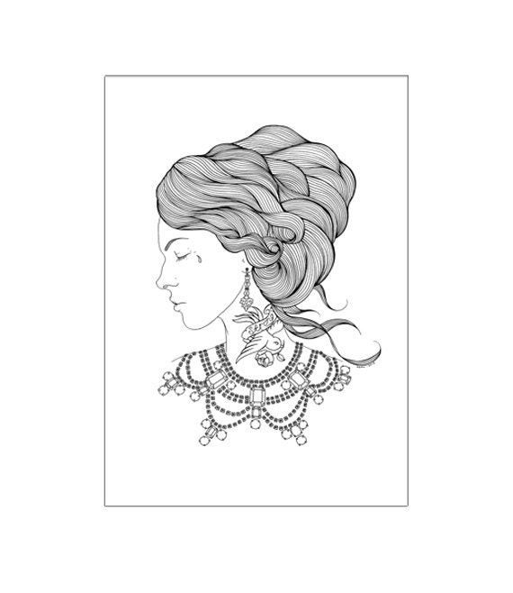 Strong - A4 Printed illustration, tattoo, swallow, ink, hari, girl, diamonds