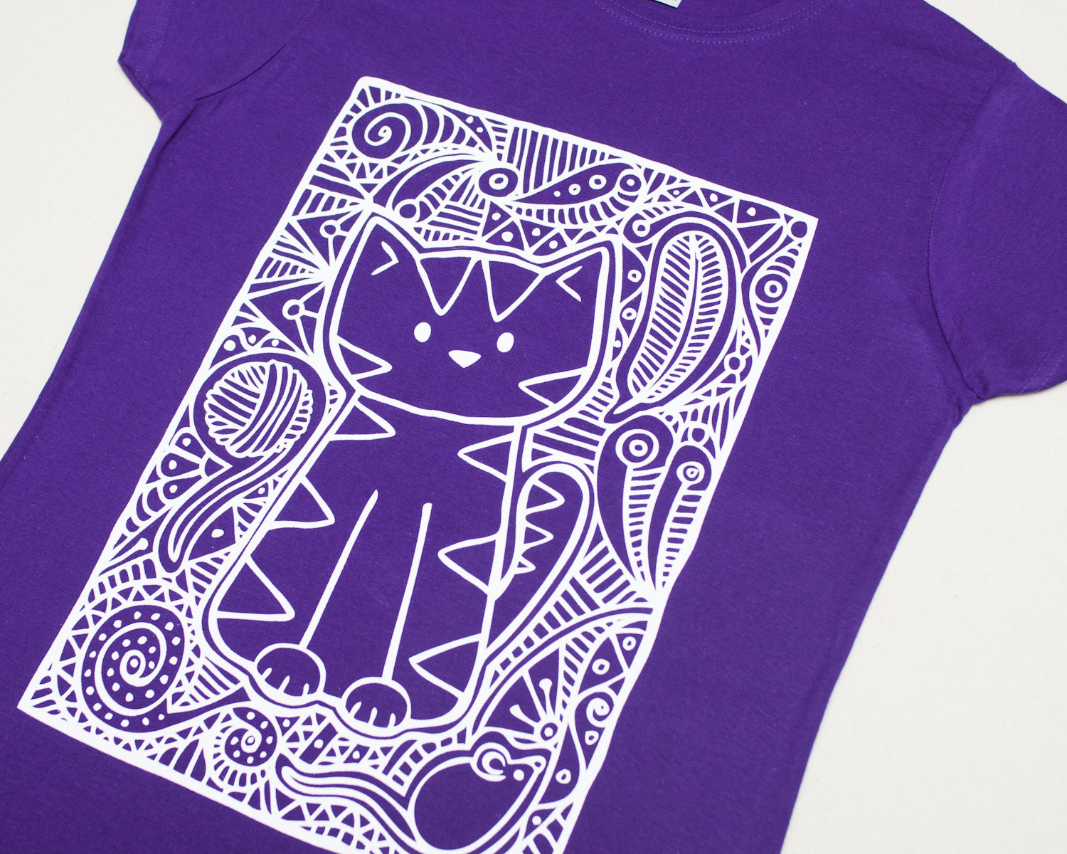 SMALL Ladies  Purple Doodlecats T-shirt